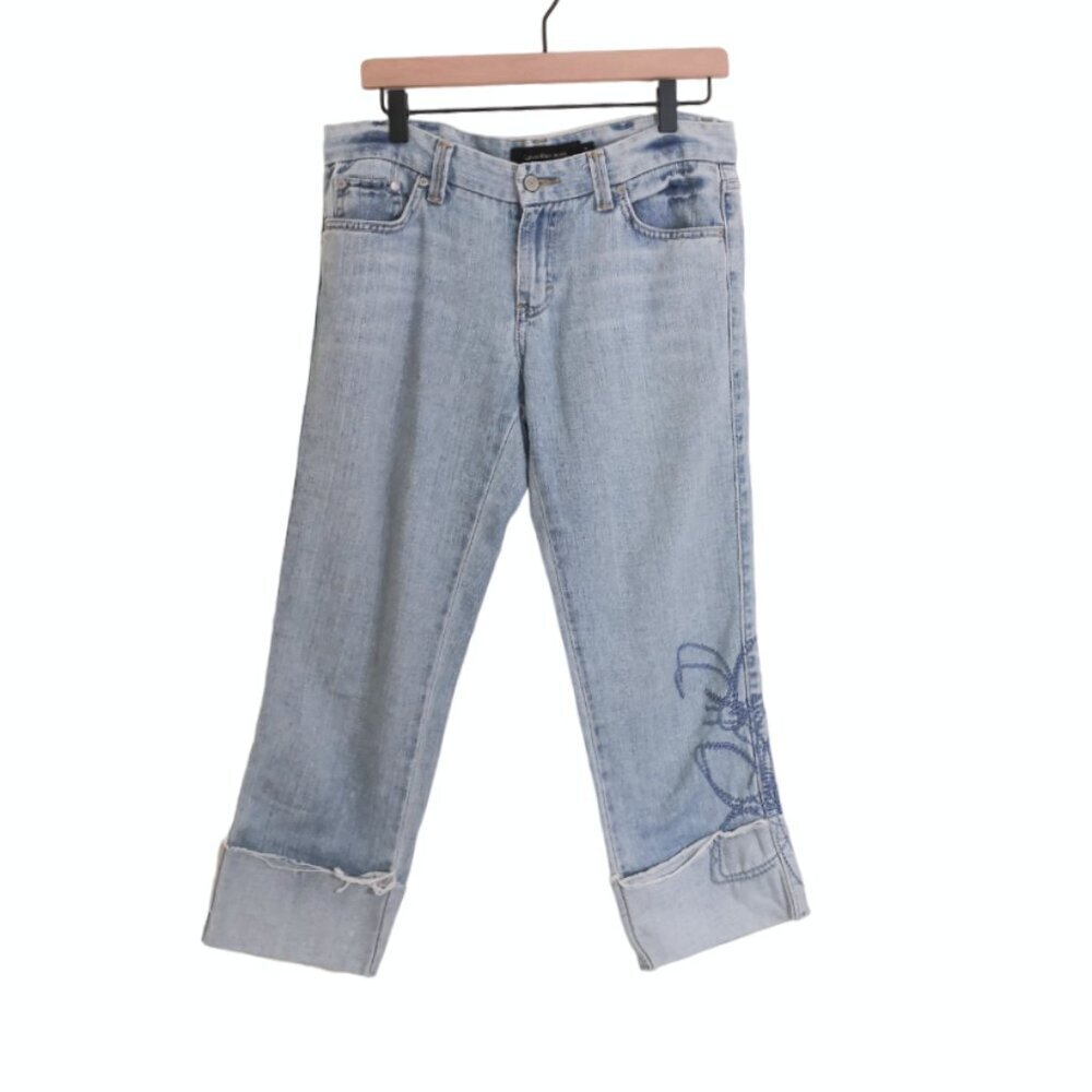 Calvin Klein Jeans Embellished Cropped Jeans washed Blue Size 6
